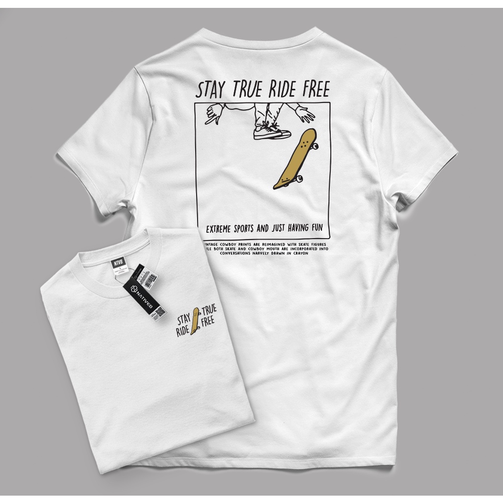 Kaos Distro Pria / Kaos Distro Original / Baju Distro Pria - NATIVE8 - STAY TRUE RIDE FREE