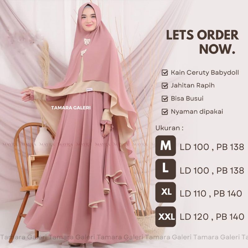 Gamis Syari Ceruty Mix Renda Depan dan Tangan | Gamis Syari Busui | Gamis Set Khimar Terbaru