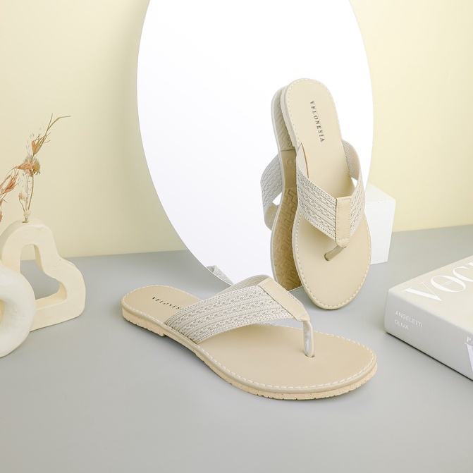 Sandal Jepit Wanita Anti Slip Model Terbaru Motif Tali Webbing Velonesia - Naraya