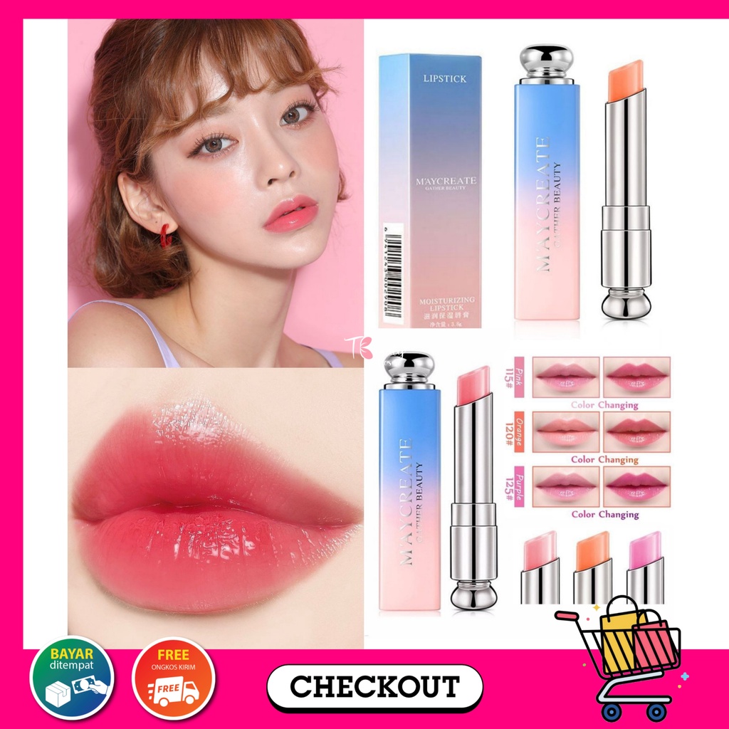 Lipstik Maycreate Original Korea Berubah Warna menurut Ph tubuh/Lipbalm Mycreate Waterproff Tahan Lama