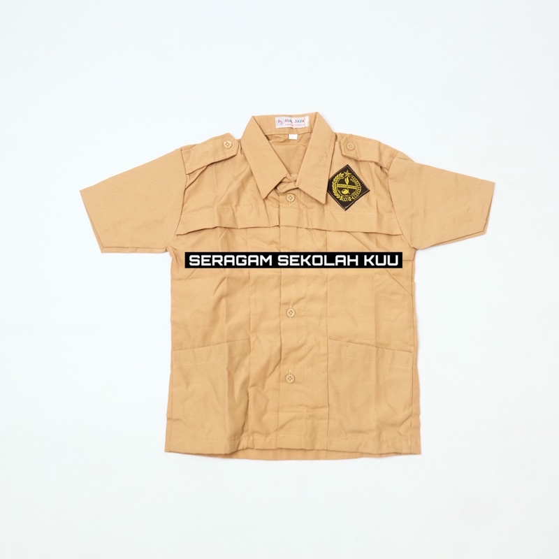 Baju PRAMUKA Lengan PENDEK Perempuan Kemeja Seragam Sekolah SD Coklat CEWEK