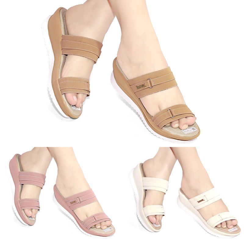 Wedges 5cm Sandal Wanita Platform Slip Casual Santai Selop Sendal Cewek Flip Flop Slop Mulan BPS-400
