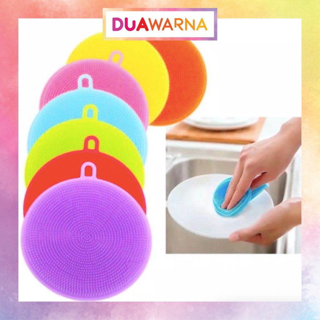 DuaWarna Spons Cuci Piring Silikon Sponge Cuci Piring Serbaguna Spons Anti Bakteri Silicone KC038