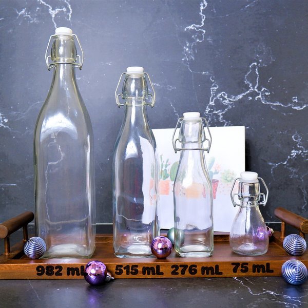 Botol Bormioli Swing Kotak 1 Liter | Botol Kaca 1000 mL Tutup Kait | Botol 1 liter