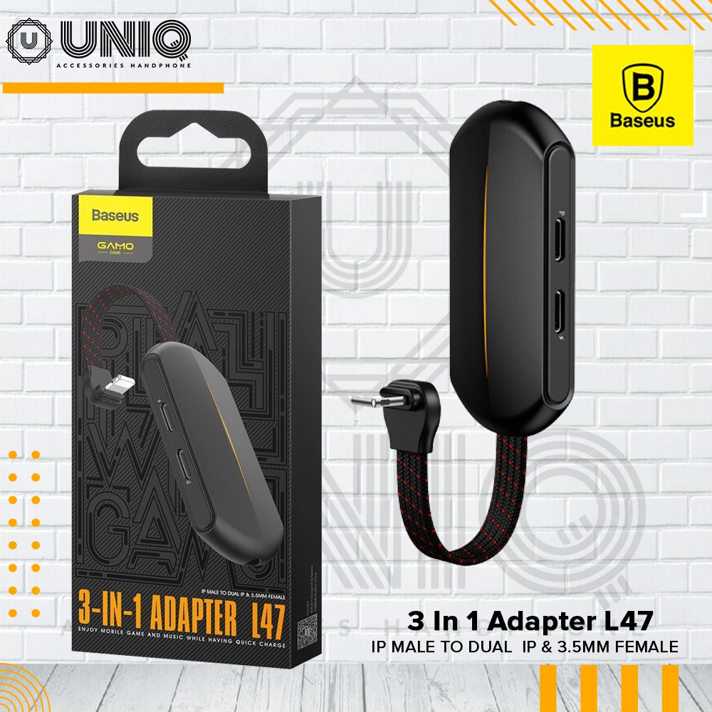 Baseus Gamo L47 3 in 1 Audio Adaptor Lightning iPhone 11 Pro to Dual Lightning And Jack 3.5mm