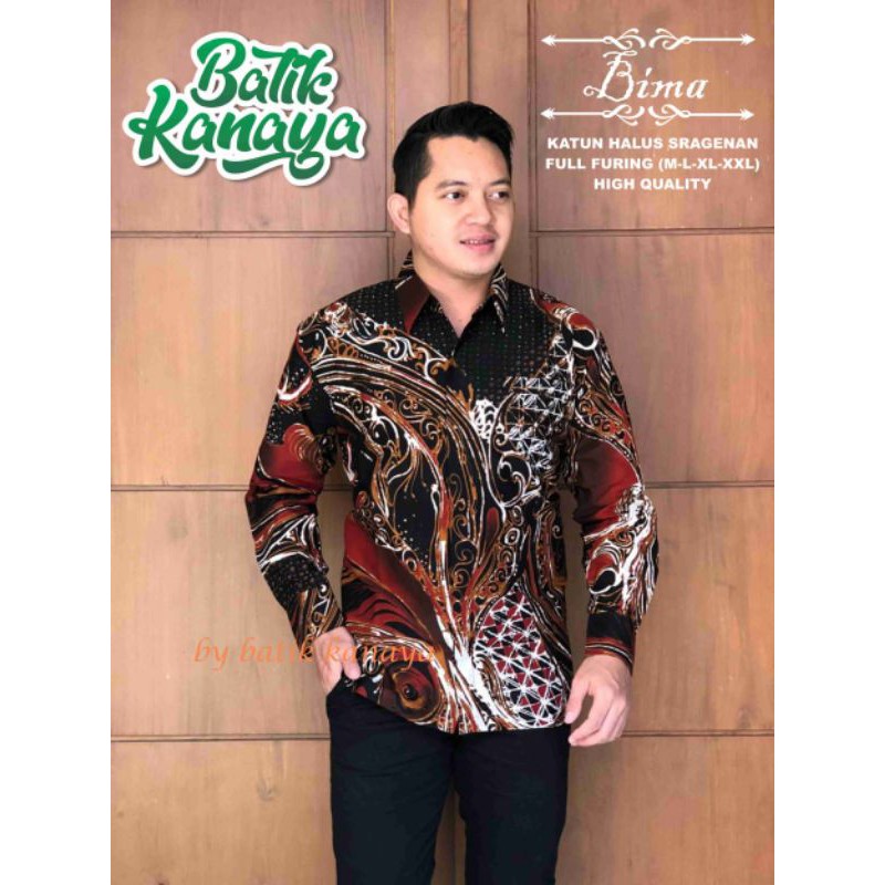 [FULL FURING] kemeja batik pria lengan panjang BIMA bahan katun sragenan by kanaya