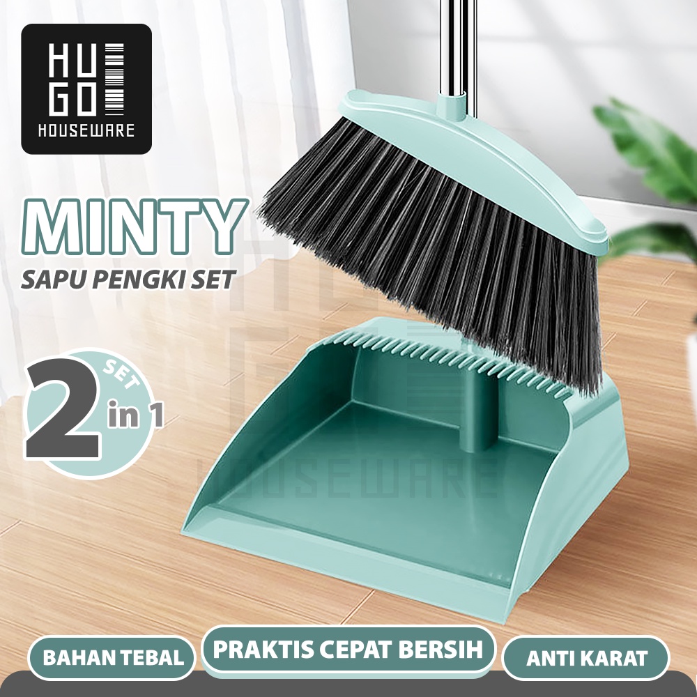 HUGO Broom Set Dustpan Set Sapu Pengki Alat Pembersih Praktis Minty