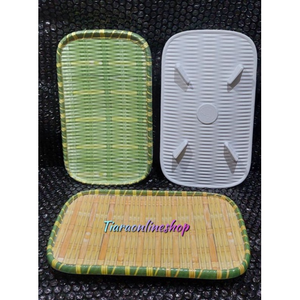 Piring melamin model tikar bambu tebal 100% asli melamin/piring saji/piring kue foodgrade
