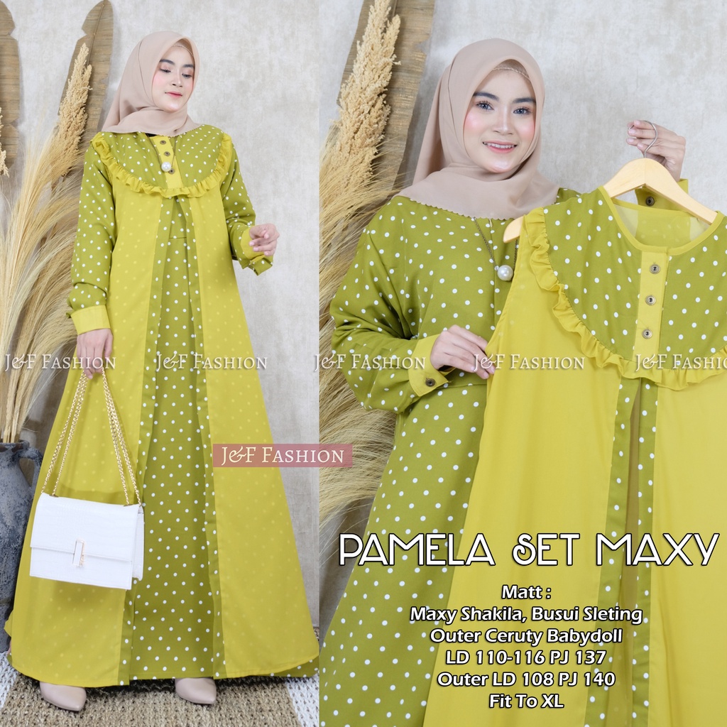 Setelan Wanita Gamis Outer Ceruty Kombi Shakilla Fashion Muslim Kekinian Setelan Viral Pamela Set Rp230.000