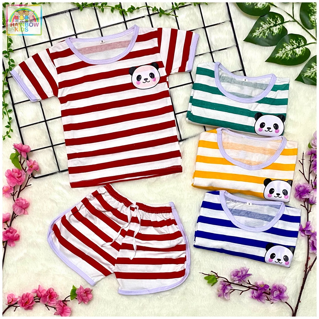 Rainbow - Setelan baju chupchup anak / setelan anak celana tali salur / setelan unisex SALUR PANDA