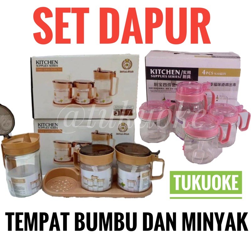 [SET BUMBU DAPUR] TEMPAT BUMBU DAPUR DAN MINYAK KITCHEN JAR SET 3 PCS 4 PCS