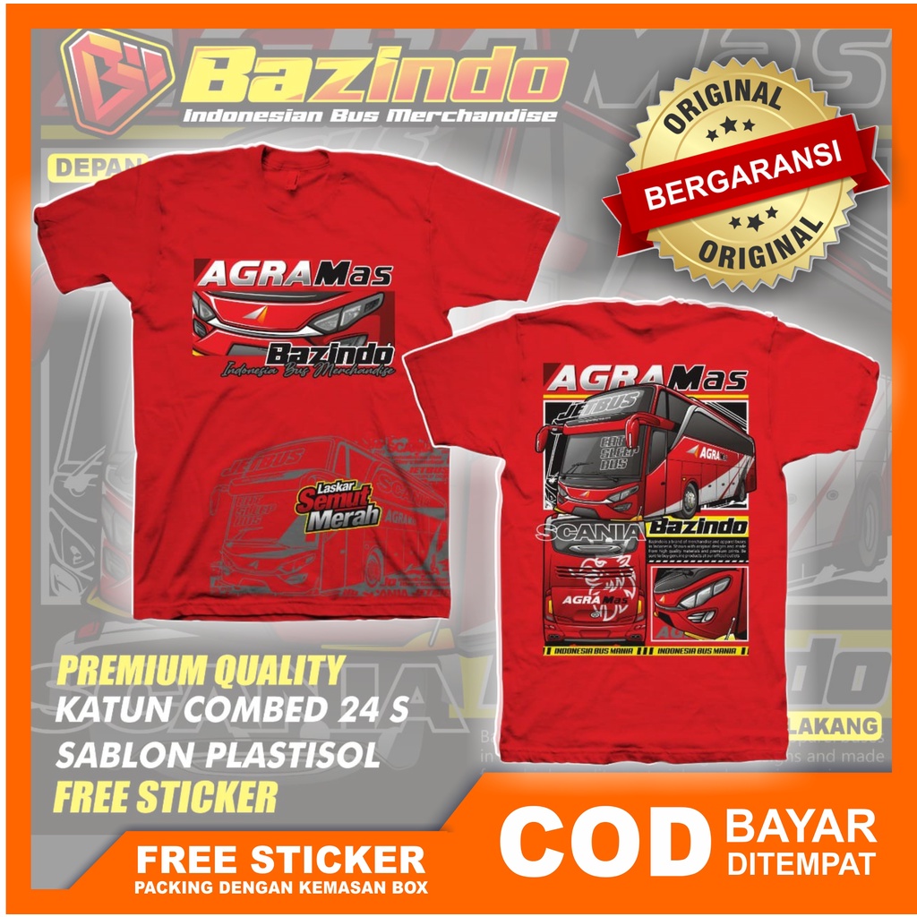 Kaos Bis Mania Scania Bus Agra Mas Bus Lovers Bahan Katun combed 24s Tebal Size Dewasa