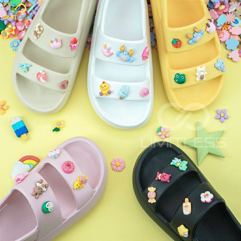 Limitless - Lalisa Sepatu Sandal Wanita Tali Belakang Karakter 3D - Size 36-40