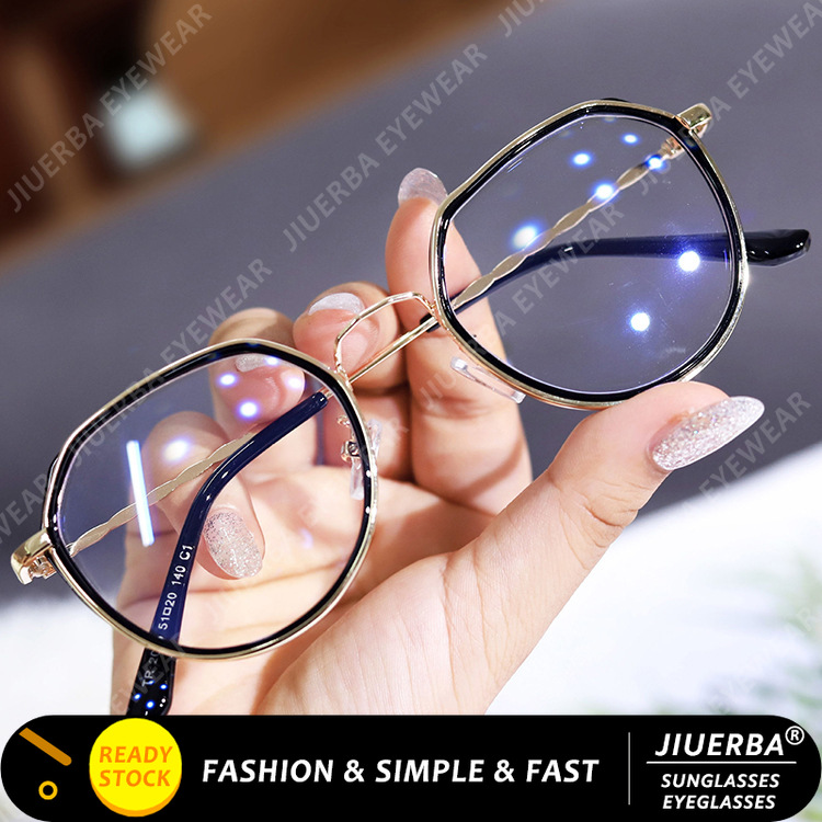 【Baru Datang】【TERSEDIA & COD】Frame Kacamata Anti Radiasi Wanita Korean Fashion Kacamata Bulat Eyeglasses