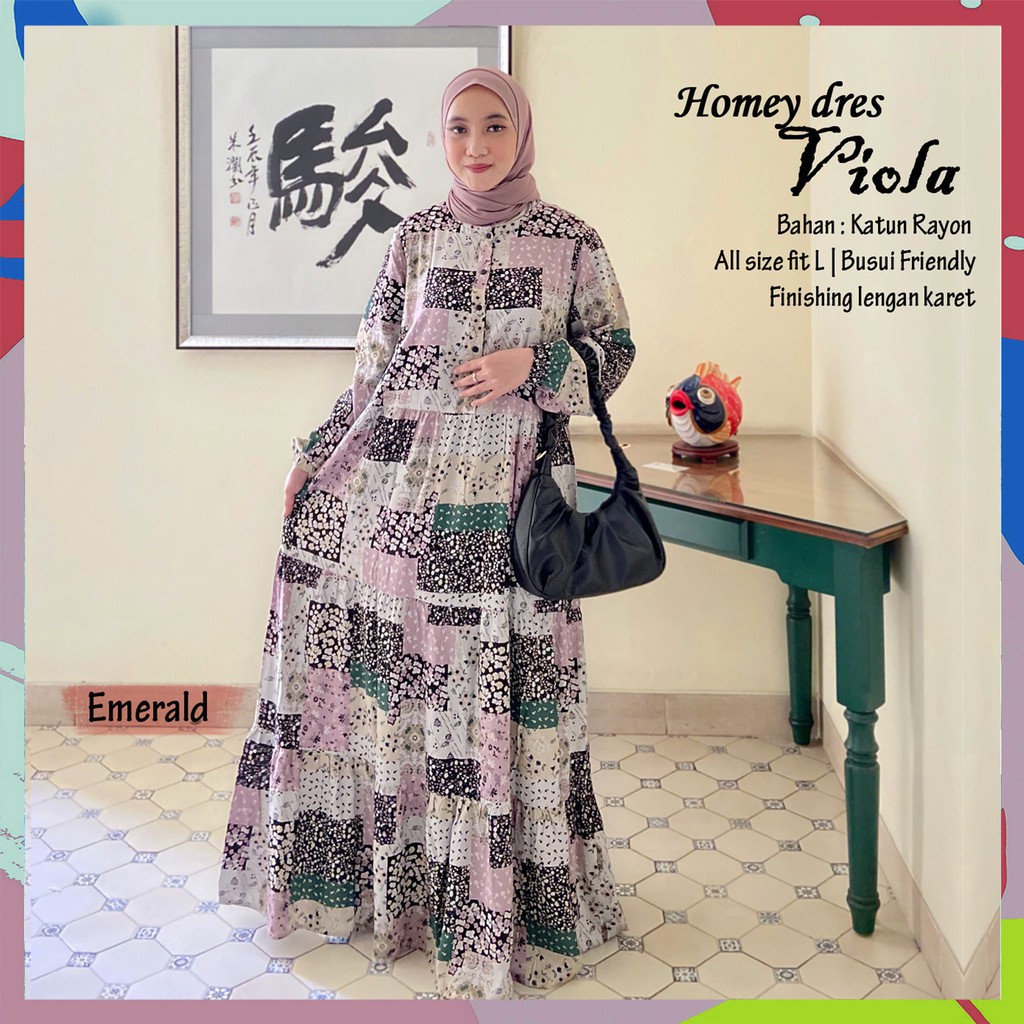 HOMEY DRESS VIOLA - GAMIS DEWASA BAHAN KATUN RAYON MURAH
