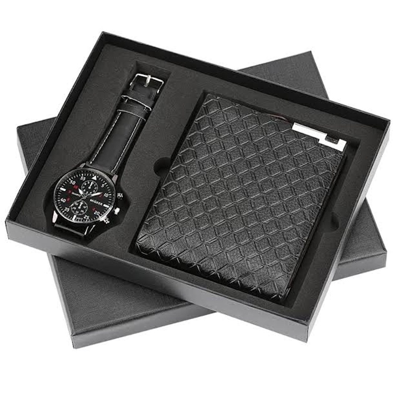 EN LIGNE - Jam Tangan Pria Set - Jam Tangan Gift - Jam Tangan Kado - Jam Tangan Dompet Set - Kado Ultah - Hampers