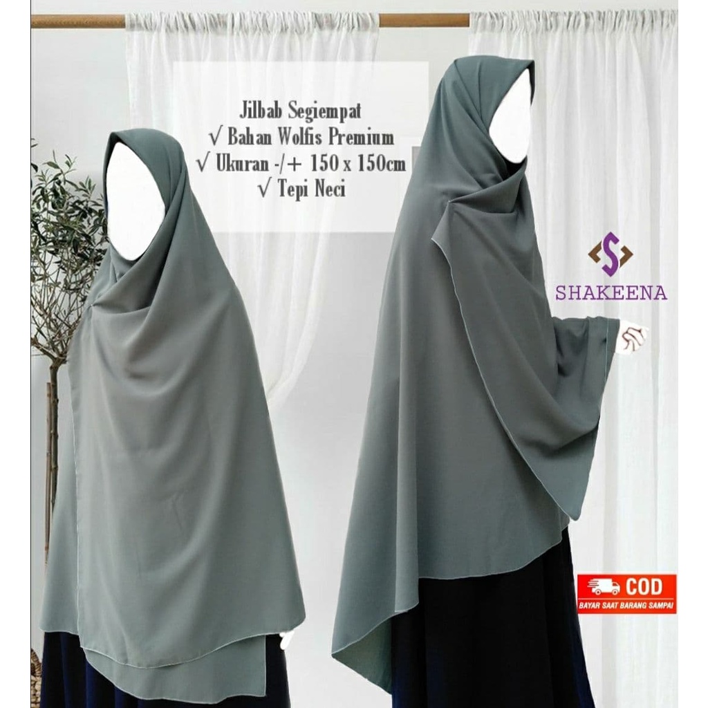 Jilbab Wolfis Segi empat 150x150 / Khimar Jumbo  Segi 4 Syari Tebal Tidak Transparan