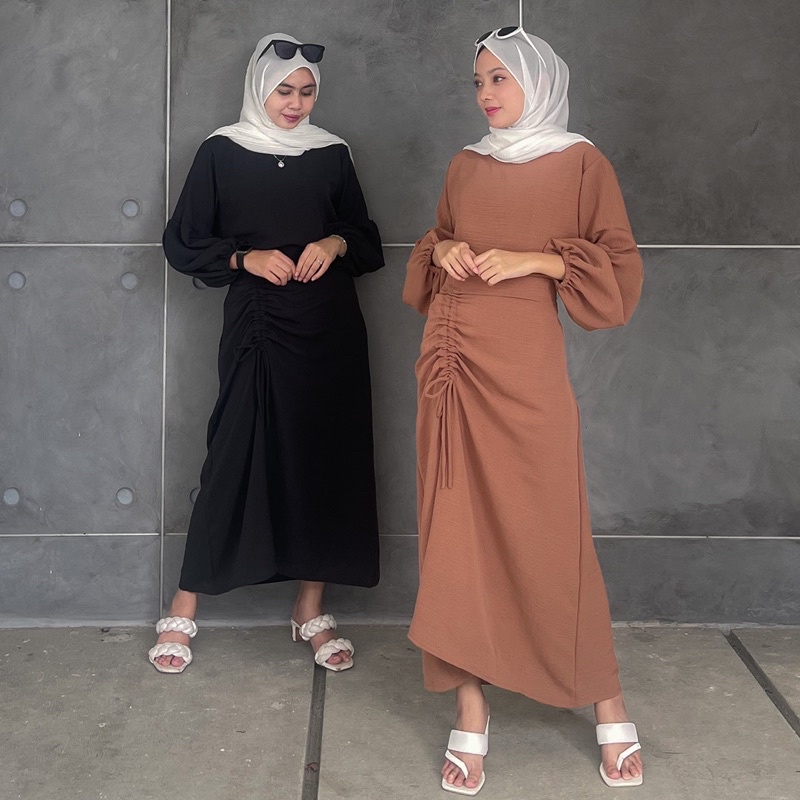 SET WANITA ROK SERUT & BLOUSE LENGAN BALON FASHION MUSLIM WANITA