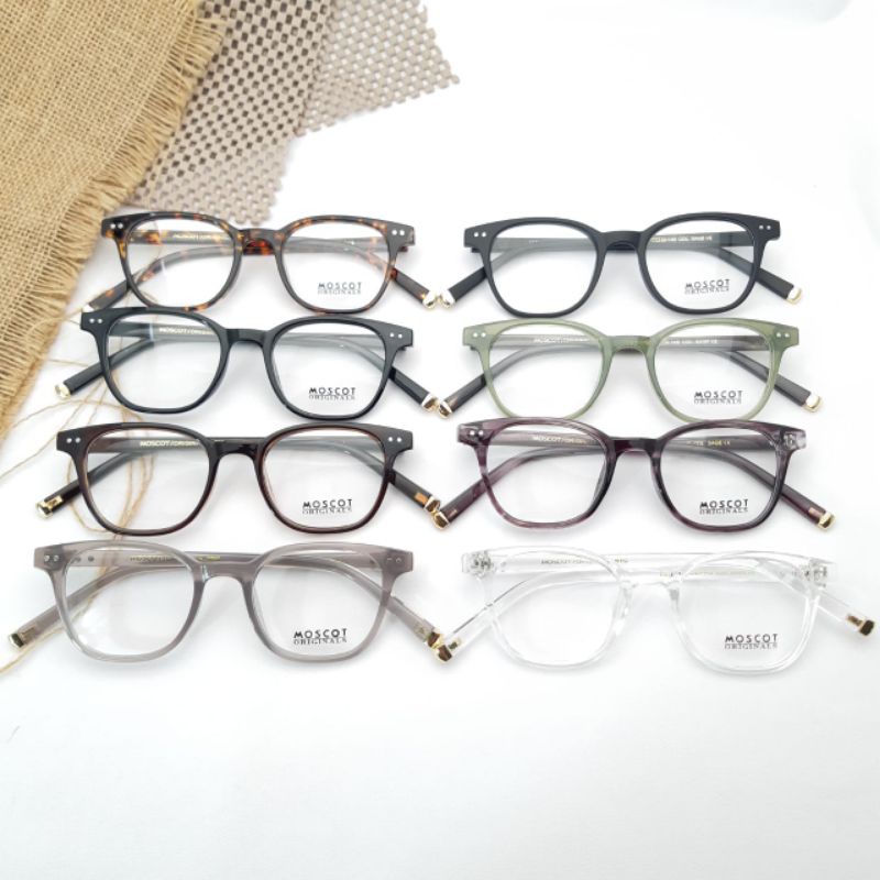 Frame Kacamata Moscot Loren Unisex size 45.20.145 Paket Lensa Photocromic dan Radiasi BLueray Free minus cylinder