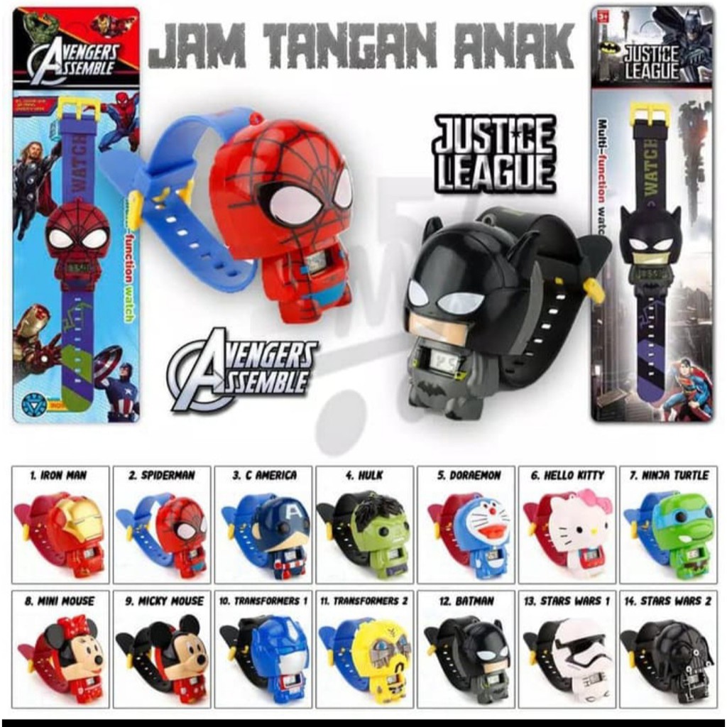 JAM TANGAN ANAK ROBOT SUPER-HERO KARAKTER LUCU DIGITAL MURAH LOL AVANGERS IMPORT KIDS FASHION