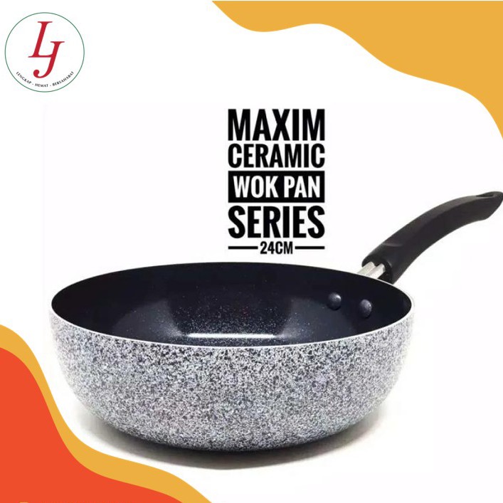 Panci Penggorengan Maxim Neostone Deep Wok 24 | Stir Fry Wajan Anti Lengket Keramik 24cm