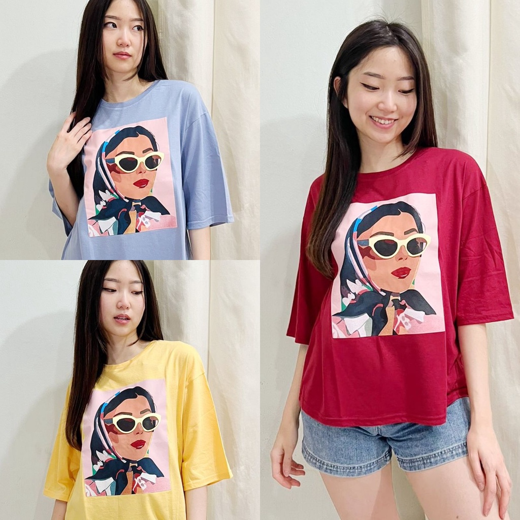 Hns.Id Kaos Wanita PREMIUM Lengan 3/4 - Tshirt Distro Tumblr Tee - Retro Girl