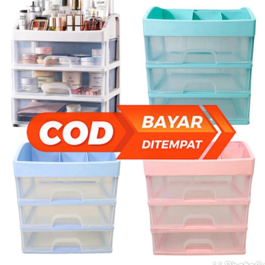 RAK KOSMETIK 3 LACI RAK TEMPAT KOSMETIK SUSUN MULTIFUNGSI SERBAGUNA LIPSTIK STORAGE BOX  KERANJANG RAK make up kosmetik