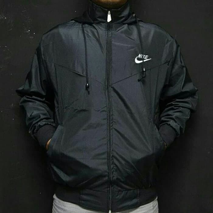 [Promo Sale] COD/Jaket Parasut Nike Windrunner Polos Hitam M-XXL