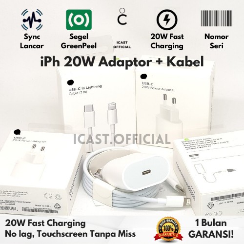 Charger iPhone 20W Original Adaptor Type C Kabel Fast Charging iPhone 11 Pro 12 12 Pro