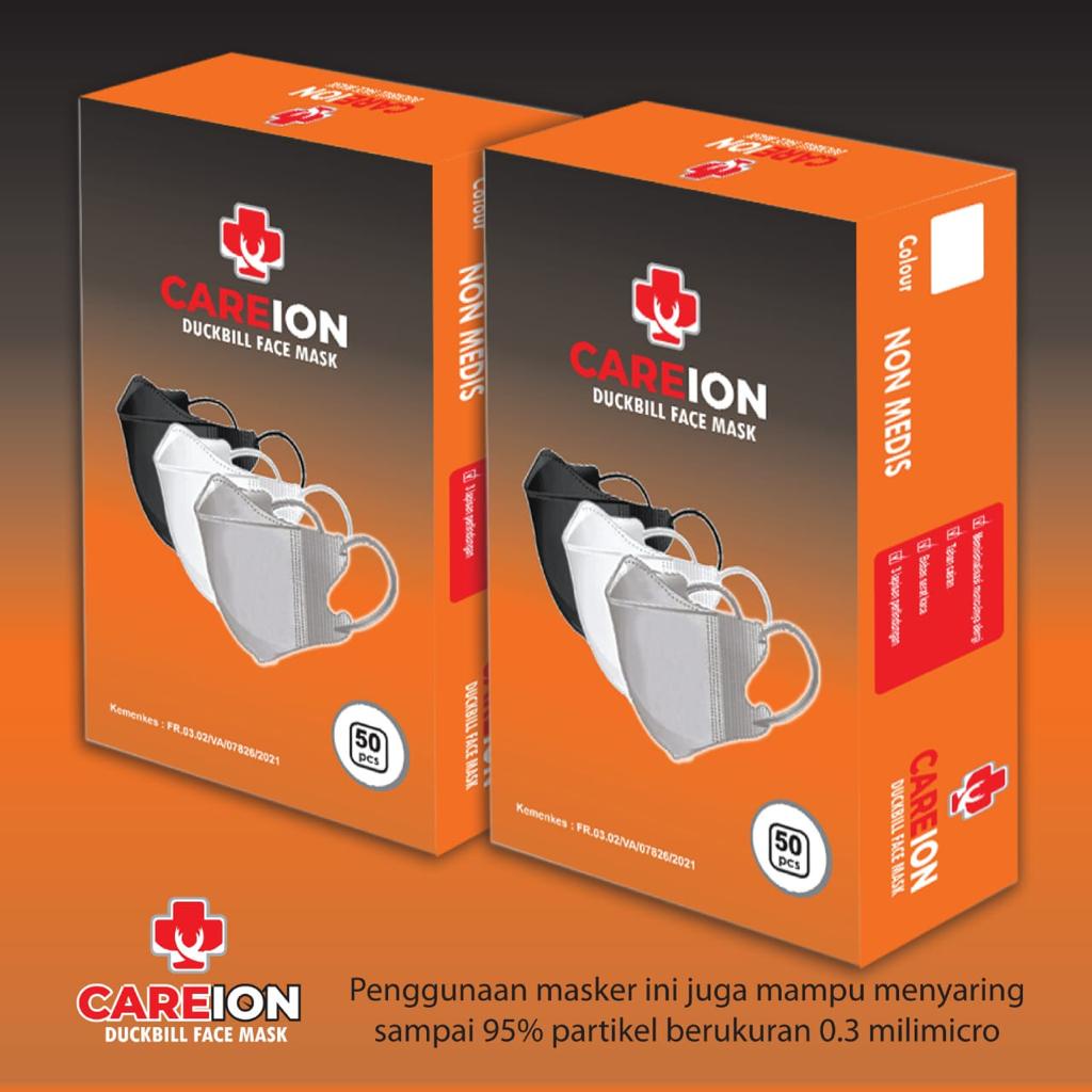 Masker Duckbill Dewasa  Careion Masker 3ply Duck Bill  Care ion Disposable Mask 95% CE Bnpb - 50 PCS