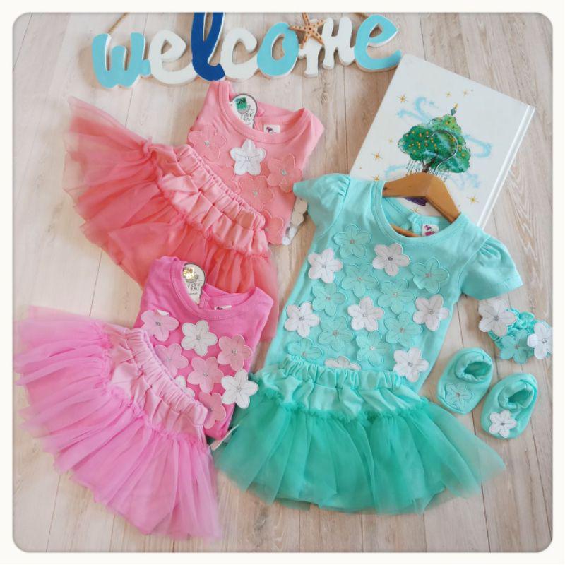 FLOWER BLOSSOM Setelan Jumper Rok Tutu Anak Perempuan 3 6 9 Bulan | Baju Anak Perempuan