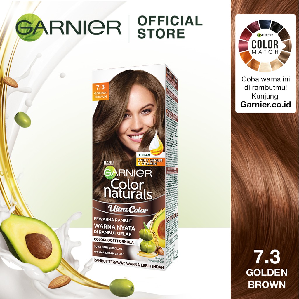 Garnier Color Naturals Hair Color - 7.3 Golden Brown (Cat / Pewarna Rambut Permanent)