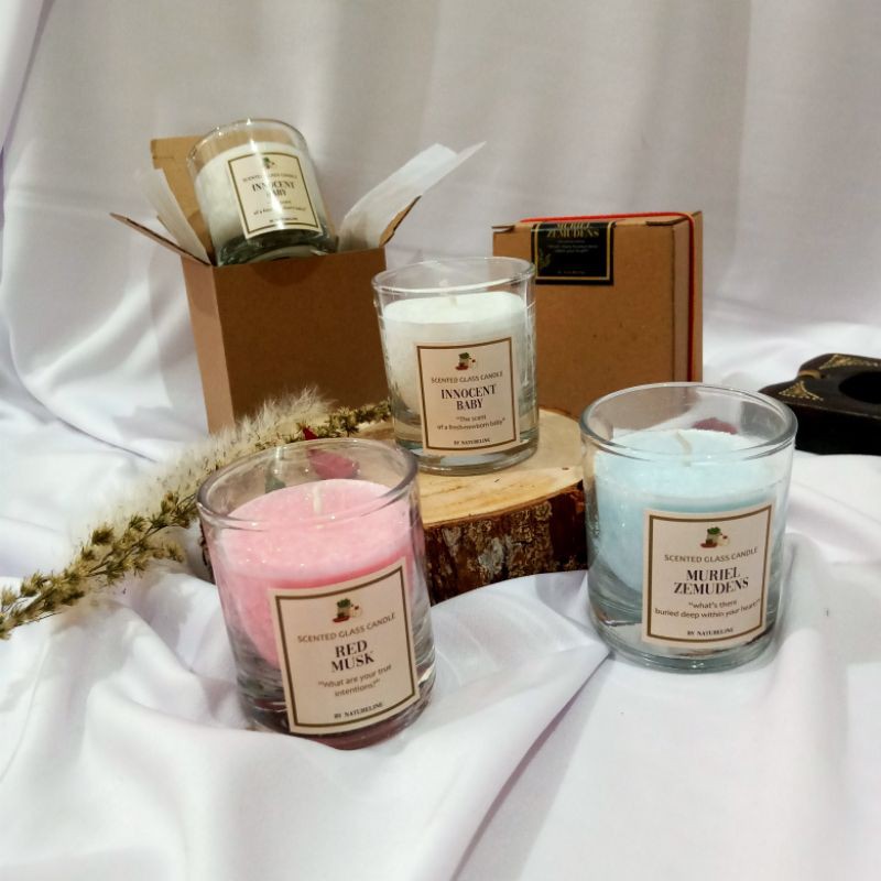 Lilin aroma terapi Scented glass candle aromatherapy ekslusif | hampers, souvenir, gift