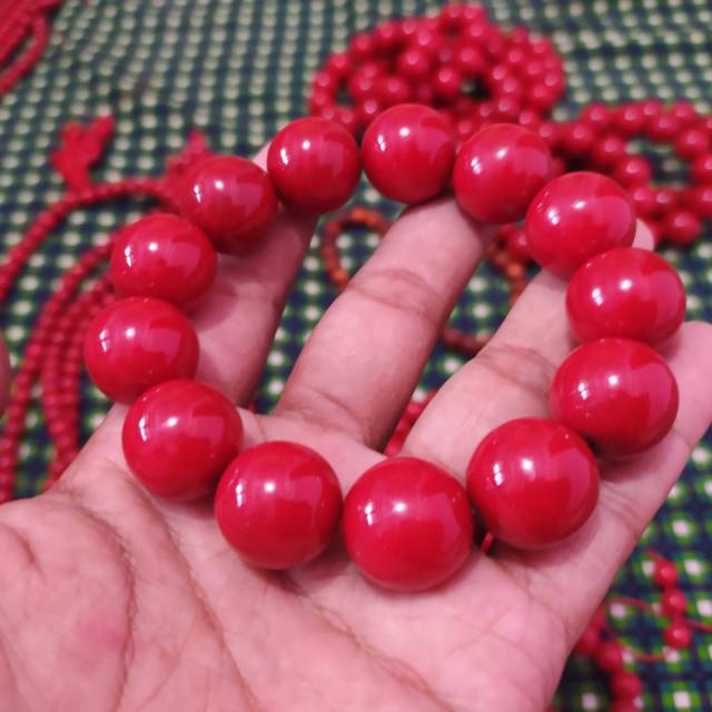 Gelang Butiran Red Coral Marjan dim 16 18 20 ASLI BATU KARANG ORIGINAL