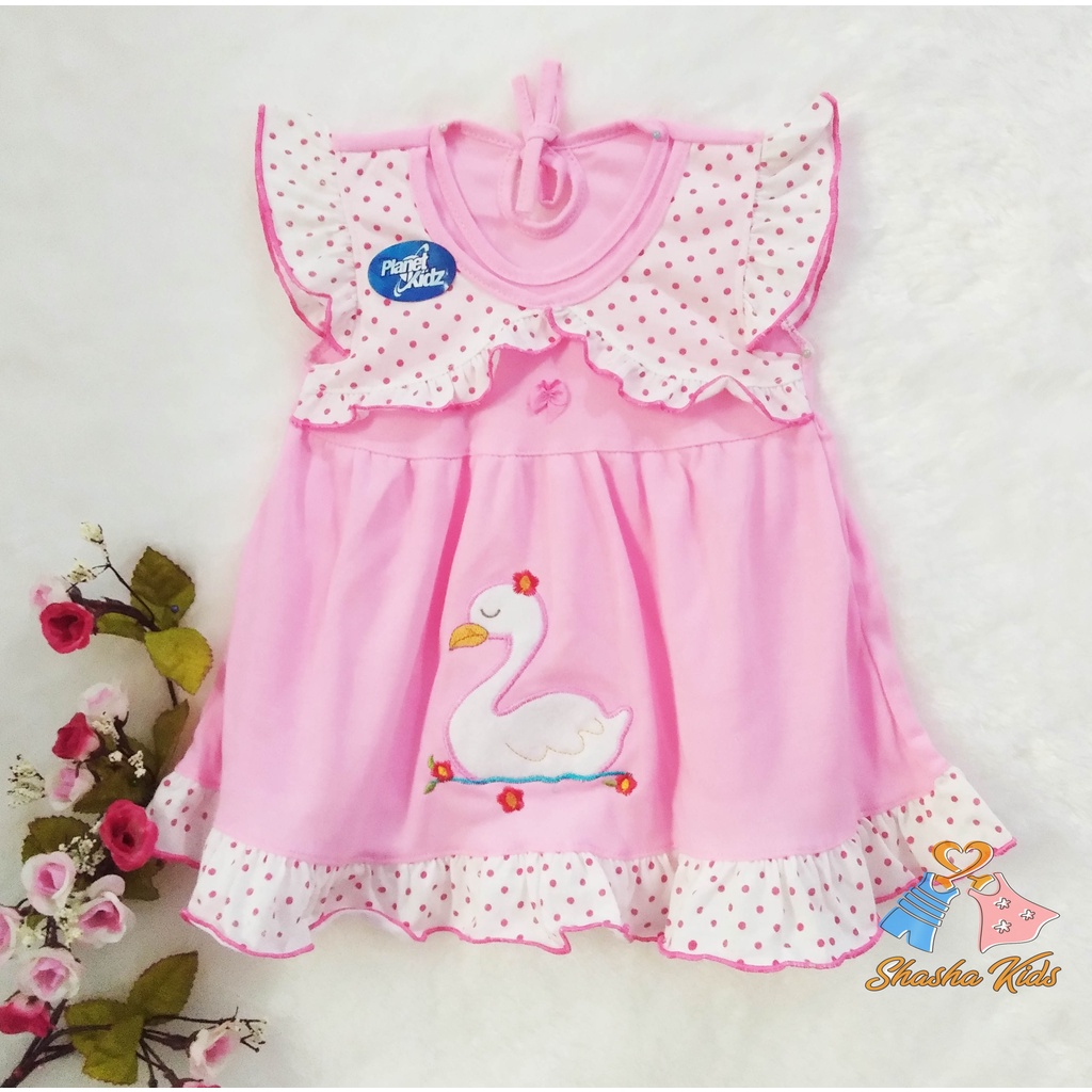 [L-02]  Baju Bayi Perempuan/ Dress  Bayi  Perempuan Planet Kids cantik  motif lucu  0-6 bln