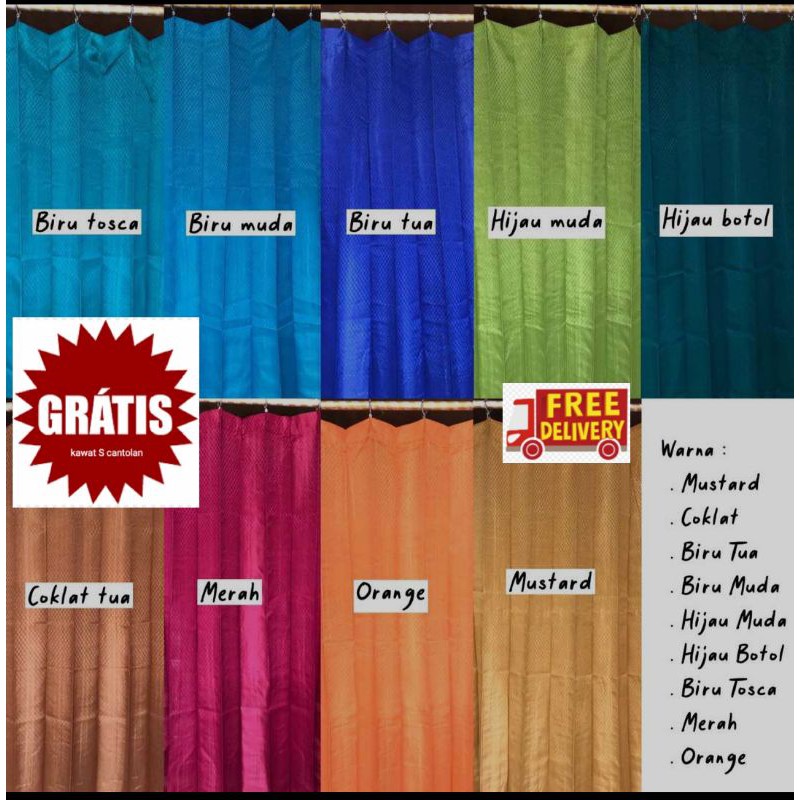 gorden horden korden plisket sido pintu/jendela free kawat S 2 ukuran