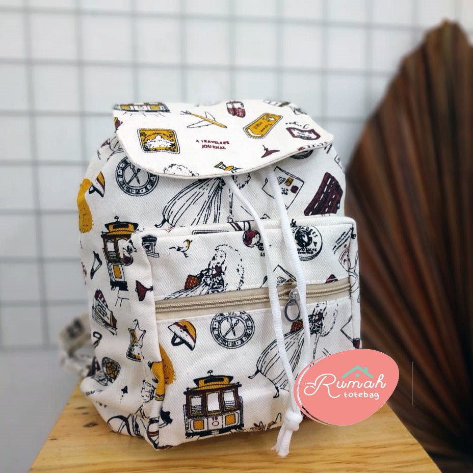 1. RANSEL SERUT FASHION //tas kanvas - tas ransel wanita - tas wanita - tas lucu - cewe