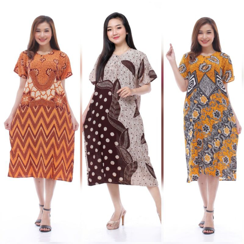 Daster Kencana Ungu Batik - Motif Abstrak - Leher Kancing - Busui - Bumil - Centini Hitput