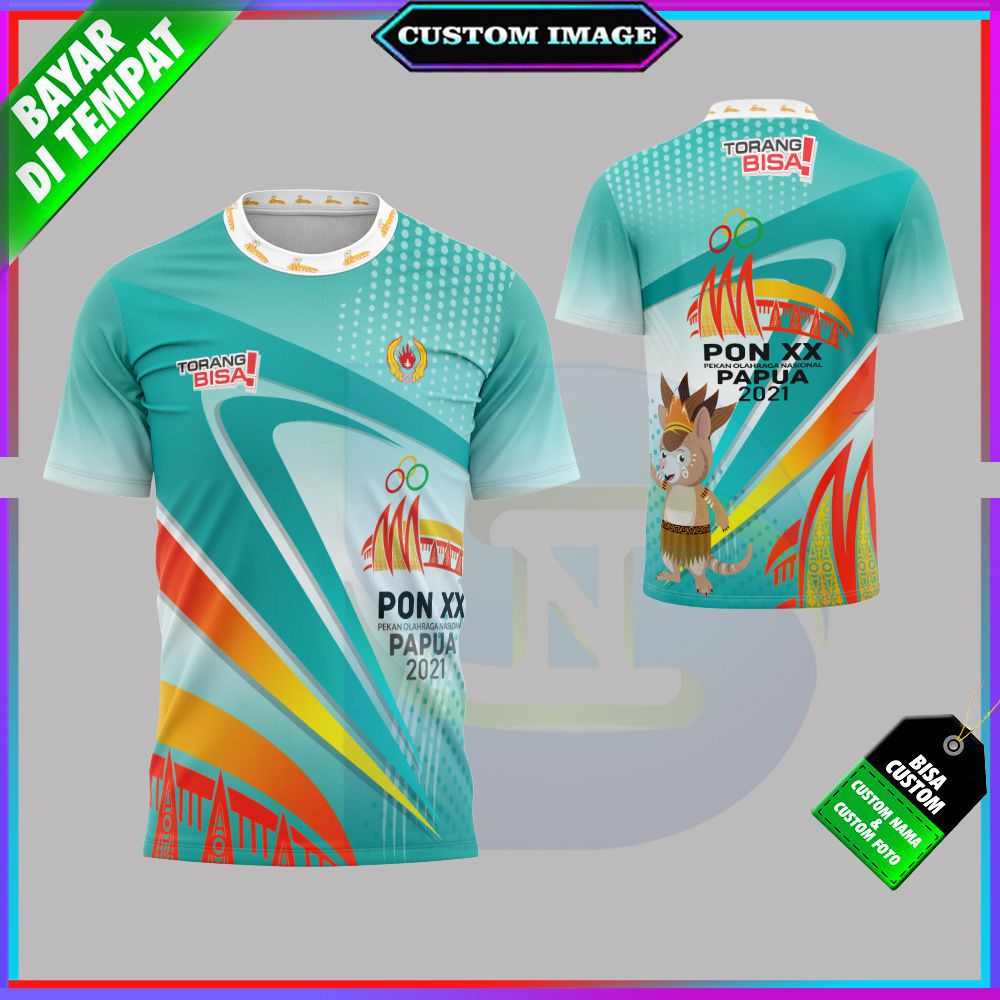 Kaos Pria PON XX Papua 2021 Full Printing Terbaru / Baju T-shirt Pria Pekan Olahraga Nasional Gokil
