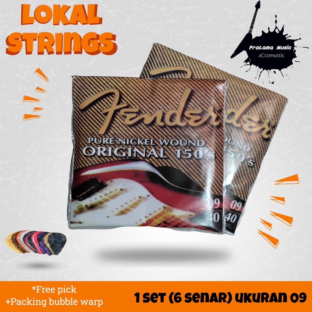 Senar Gitar Fender Pure Nickel Wound Strings, Senar Gitar Akustik Elektrik Lokal, 09