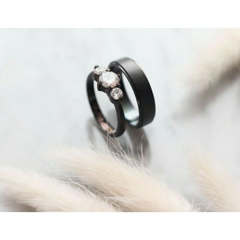 Cincin perak lapis rhodium cincin couple perak warna hitam cincin hitam couple murah