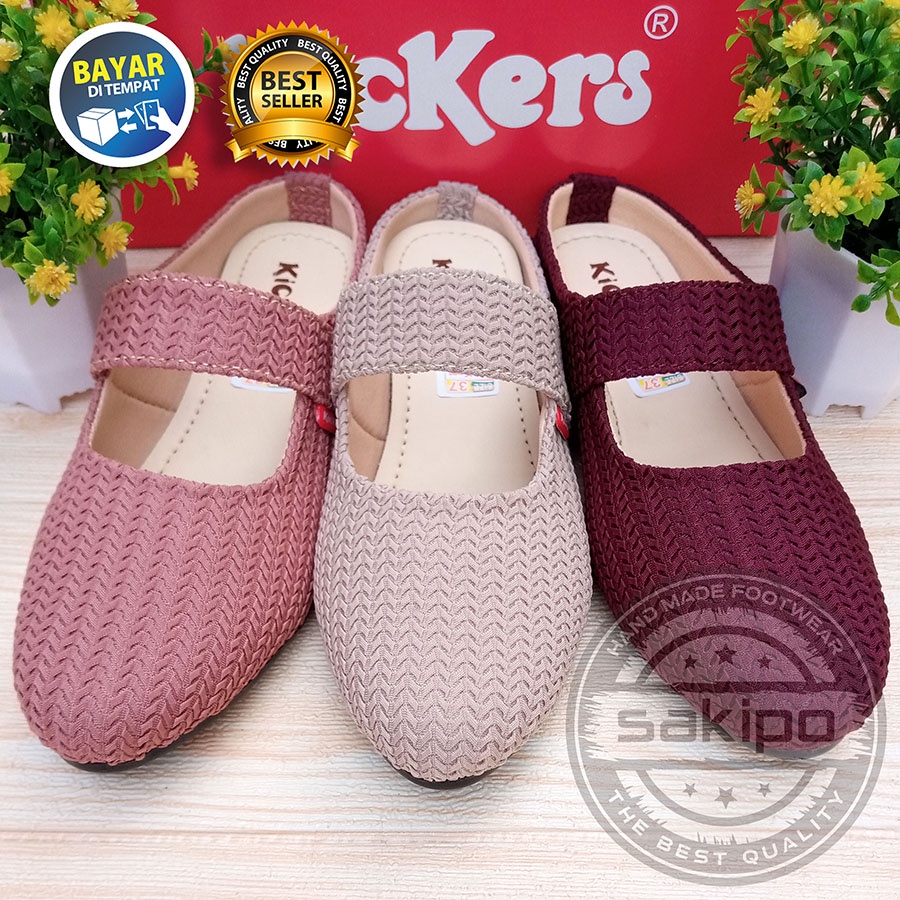 FLAT SHOES WANITA DEWASA REMAJA SLOP RAJUT KICKERS TRENDI NYAMAN DIPAKAI TERMURAH TERBARU / SAKIPO