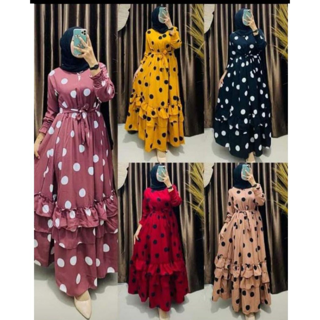 Big Size XXXL - Gamis Mayung Polkadot / Gamis Kekinian Terlaris 2021  / Gamis Mayung Polkadot Rempel