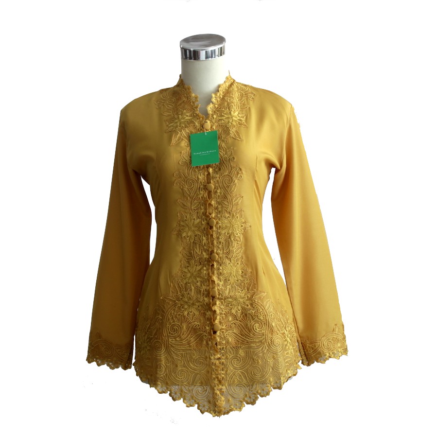 Kebaya Encim Katun Gold Kuning Kunyit