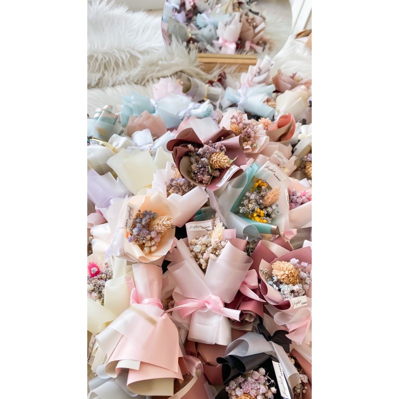 BOUQUET DRIED FLOWER MINI BUKET BUNGA KERING KECIL SMALL FLORIST KARTU UCAPAN