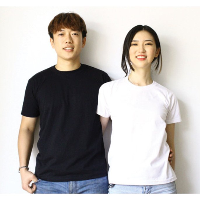 Kaos Polos Pria Lengan Pendek Premium Soft Semi Cotton 20s Cewek Cowok Hitam Putih Size S-M-L-XL