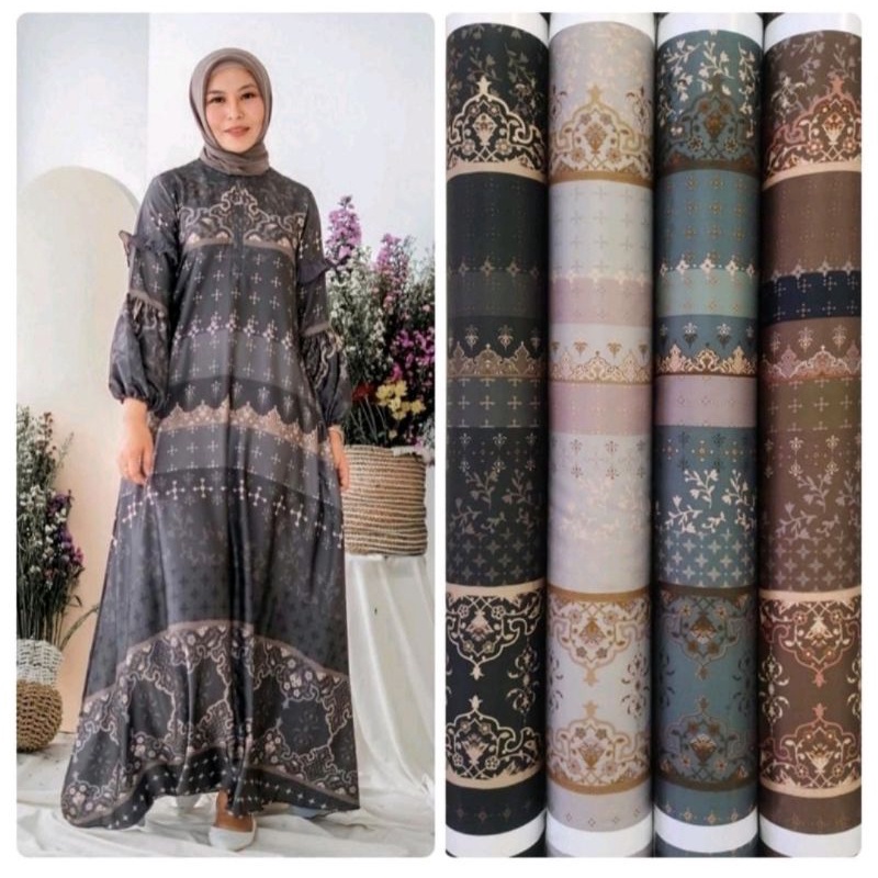 Kain Meteran Bahan D silk Motif Looklike Kirani Dress Kienka