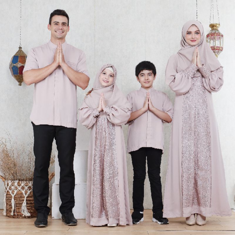 Baju Couple Family Lebaran Sarimbit Keluarga Hajatan Kondangan Pesta Aqiqah CQ 2101 Beige