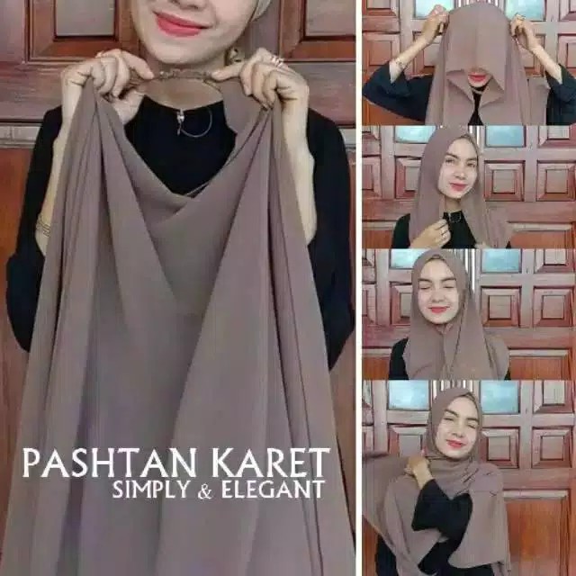 [FaFi] Pashmina diamond italiano tali karet dagu / pashmina instan karet  Makassar