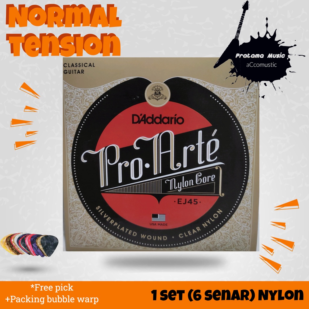 D'Addario Classic Strings , Pro Arte EJ45 Clear, Senar Gitar Nylon D'Addario